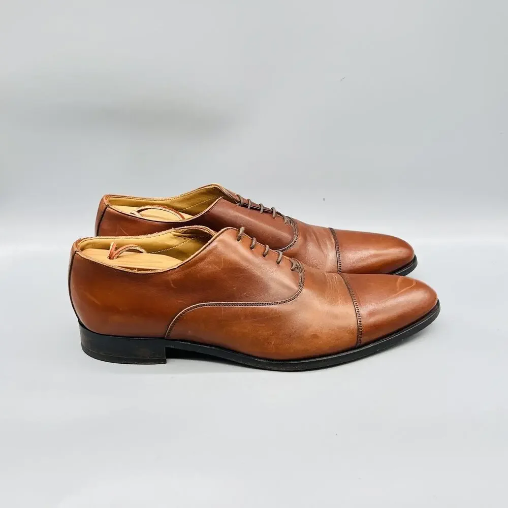 To Boot New York Shoes Mens 10.5 Brown Leather Adam Derrick Cap Toe Oxford Dress